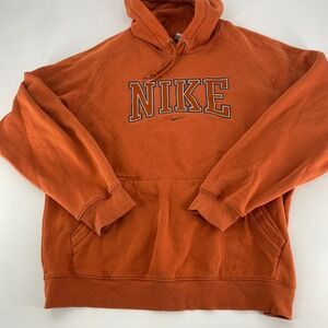 Nike Orange Graphic Hoodie Sweatshirt Mens XL Pullover‎ Athletic Casual VTG